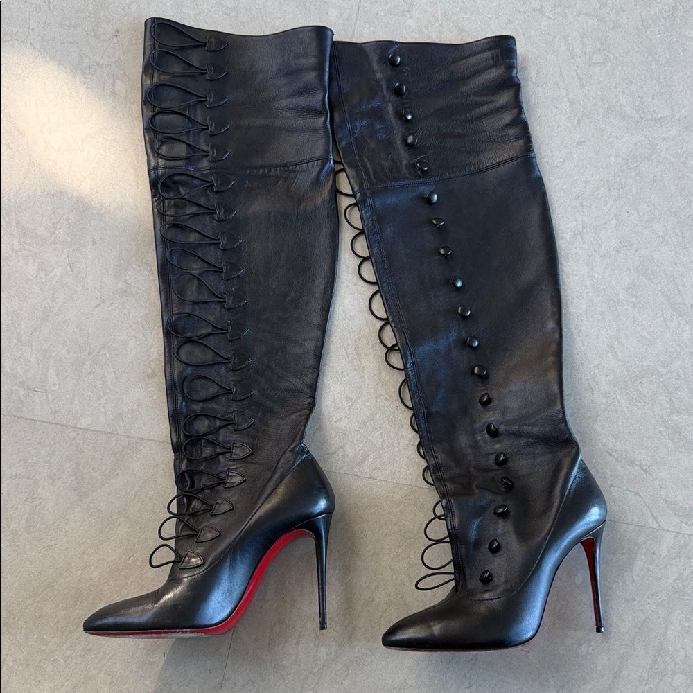 Christian Louboutin Black Over the Knee Boots